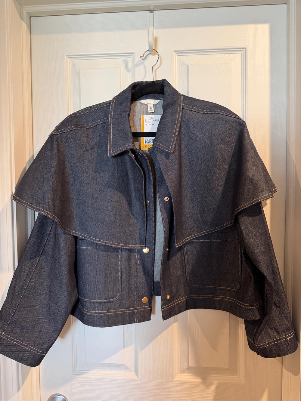H&M Dark Indigo Denim Cape-Style Jacket